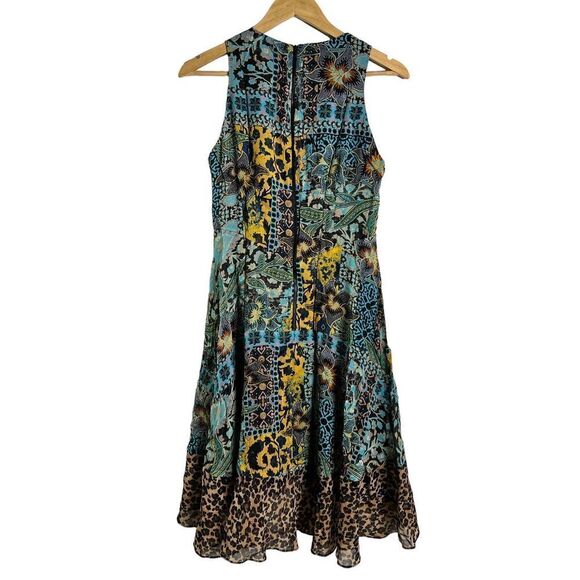 NWT Nanette Lepore Womens Aqua Printed Sleeveless Keyhole Knee Length Dress SZ 6 - Picture 7 of 9